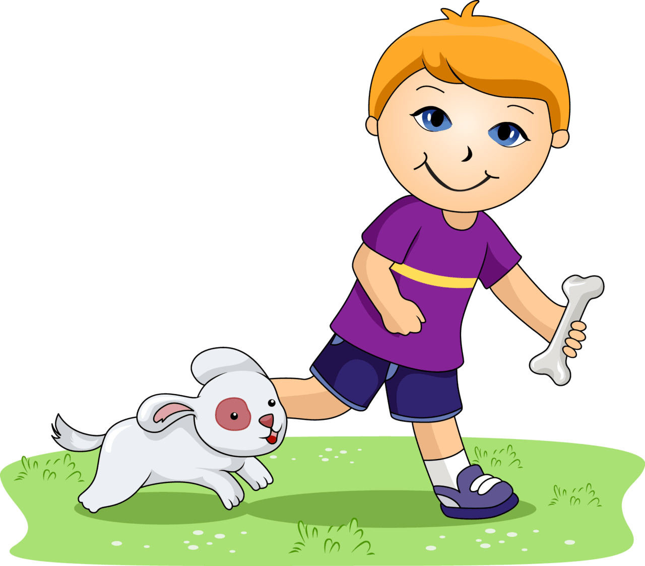 Walking boy and dog clipart image