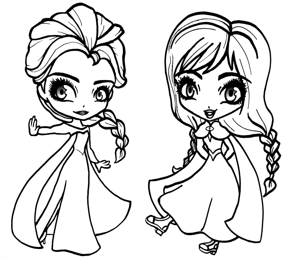 Frozen elsa coloring pages chibi get clipart picture