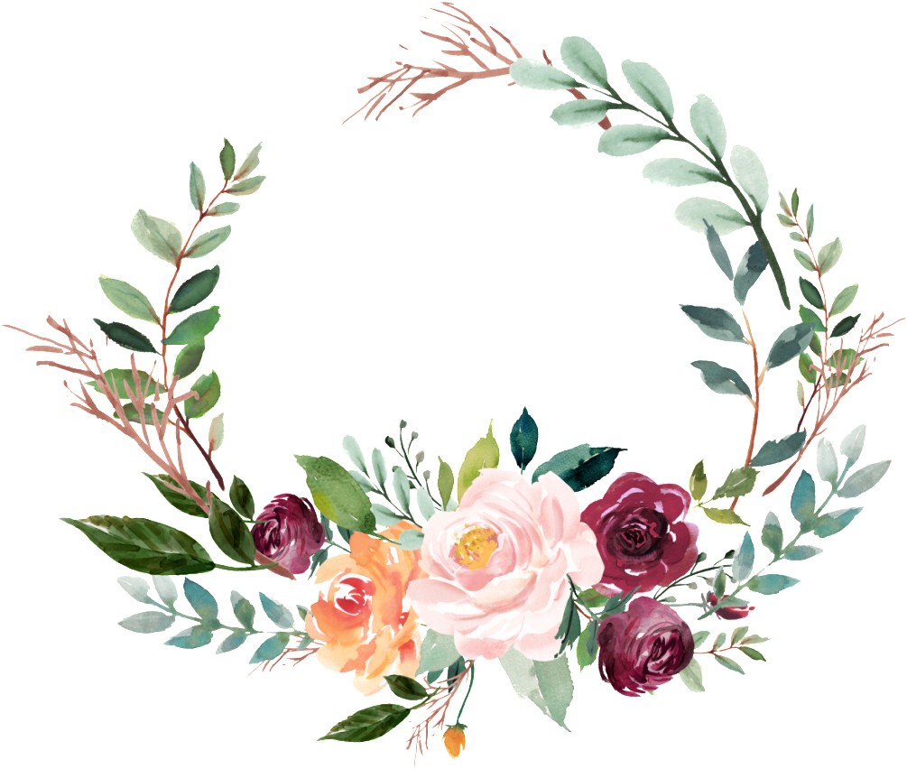 Rose flower wreath drawing clipart transparent