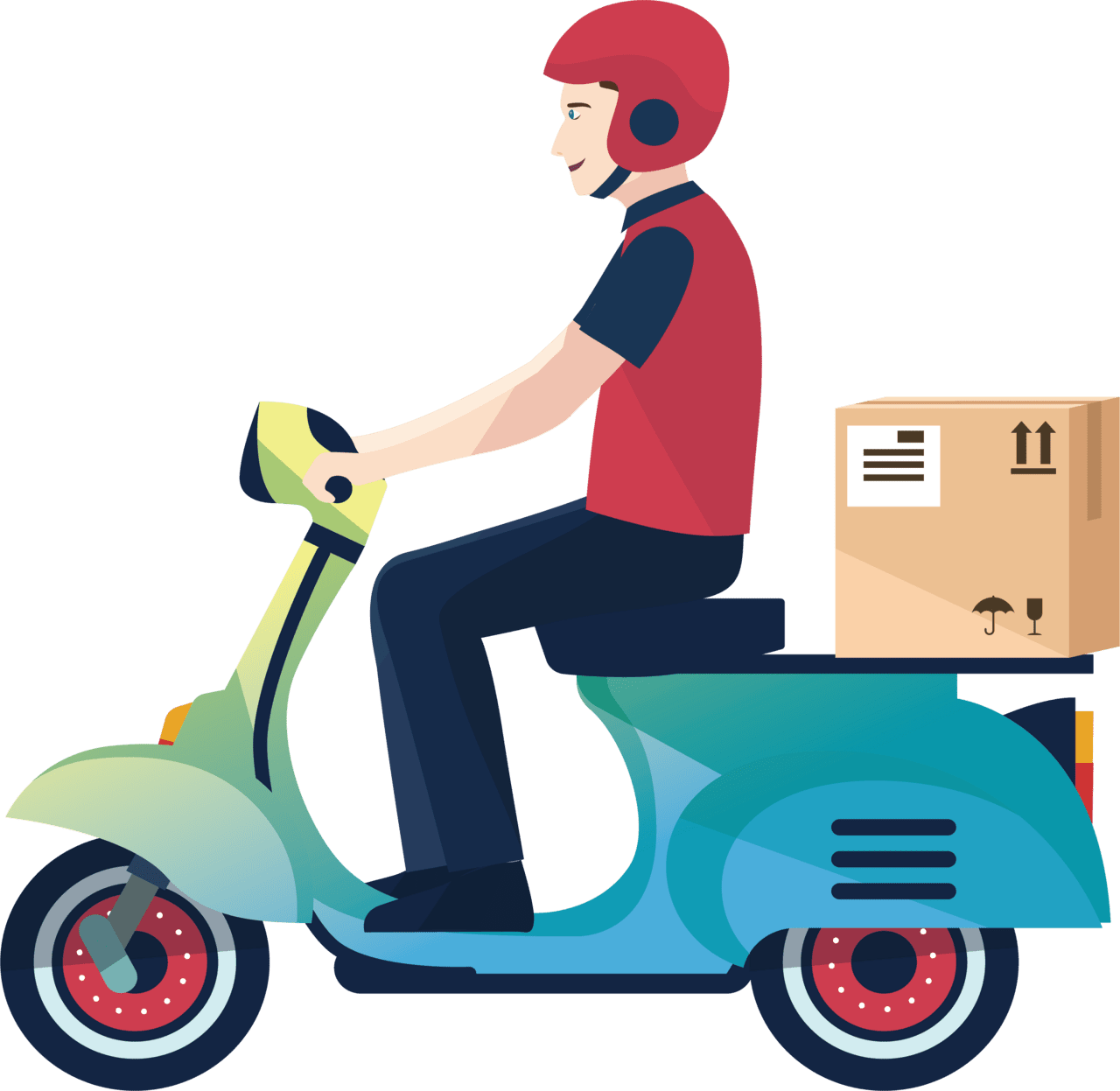 Logistics urier service delivery motorcycle man clipart photo