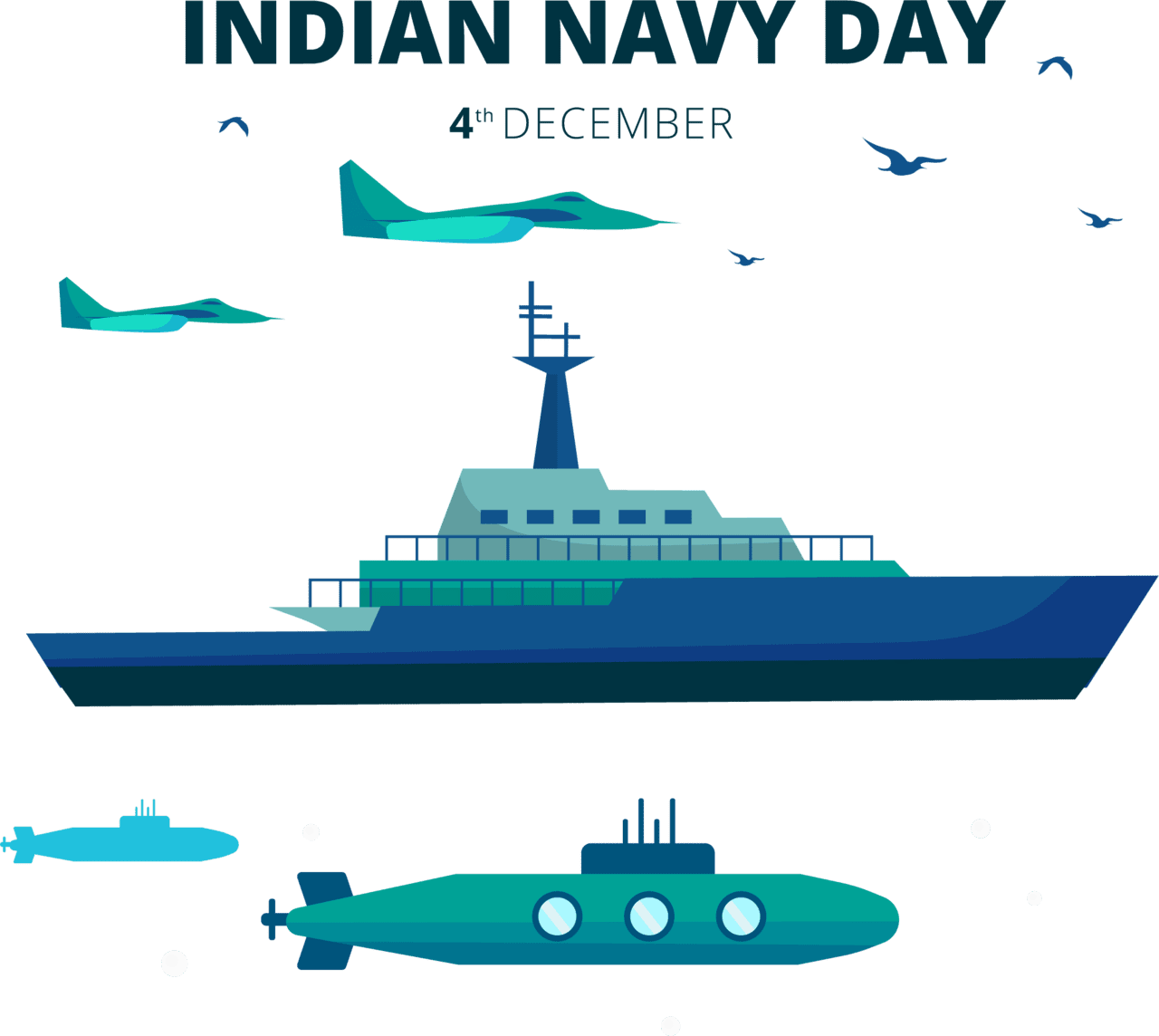 Submar dian navy ship with flight clipart vector