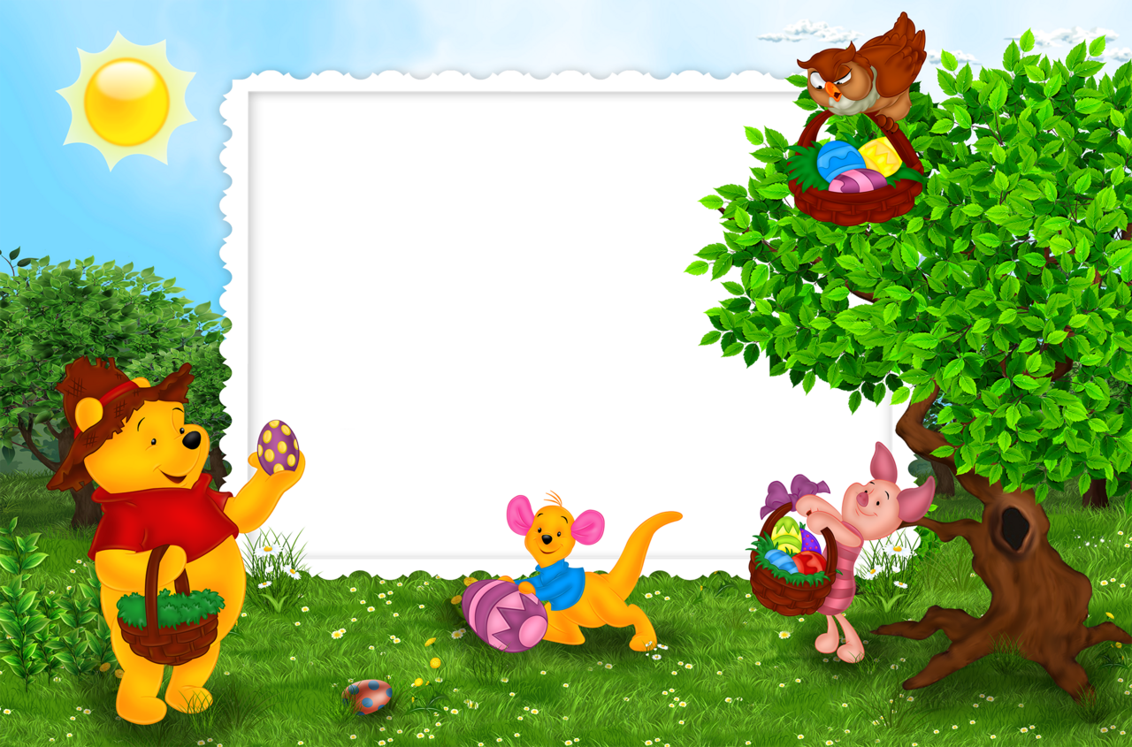 Winnie the pooh easter kids frame clipart image