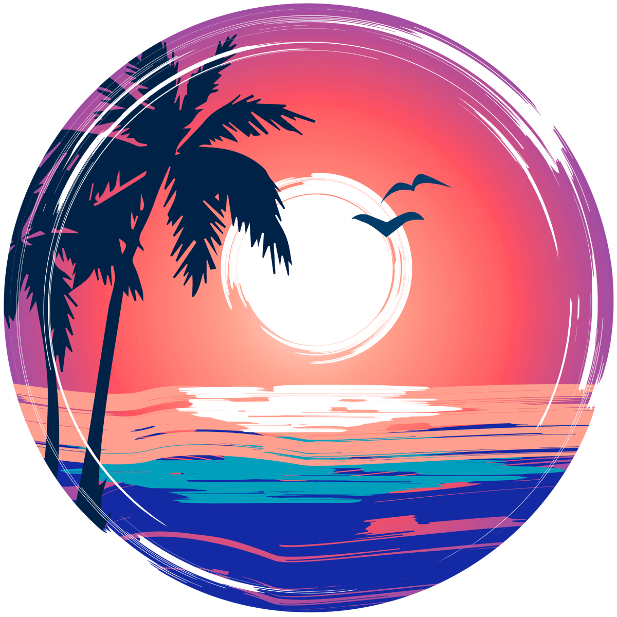 Beach sunset vinyl decal sticker waterproof clipart image