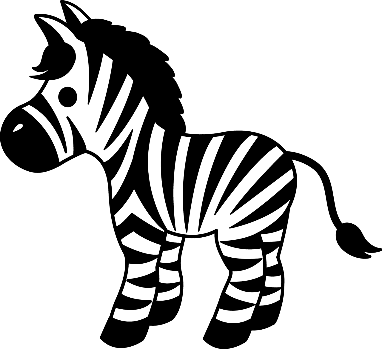 Cute striped zebra clipart transparent