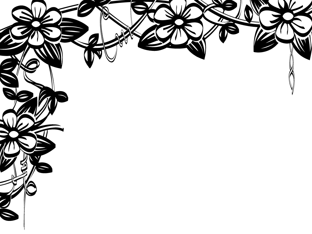 Floral black and white pin page clipart image 3