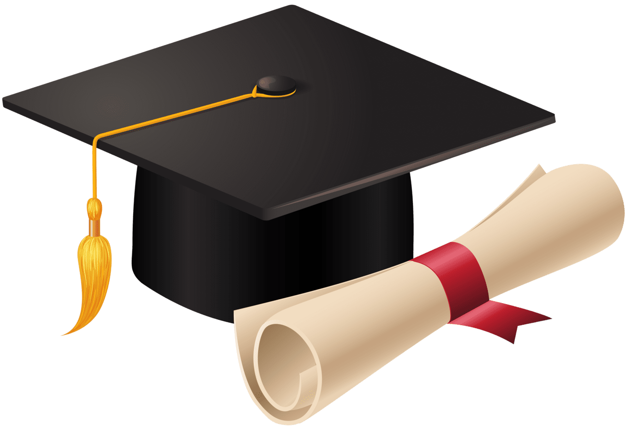 Graduation cap and diploma clipart image