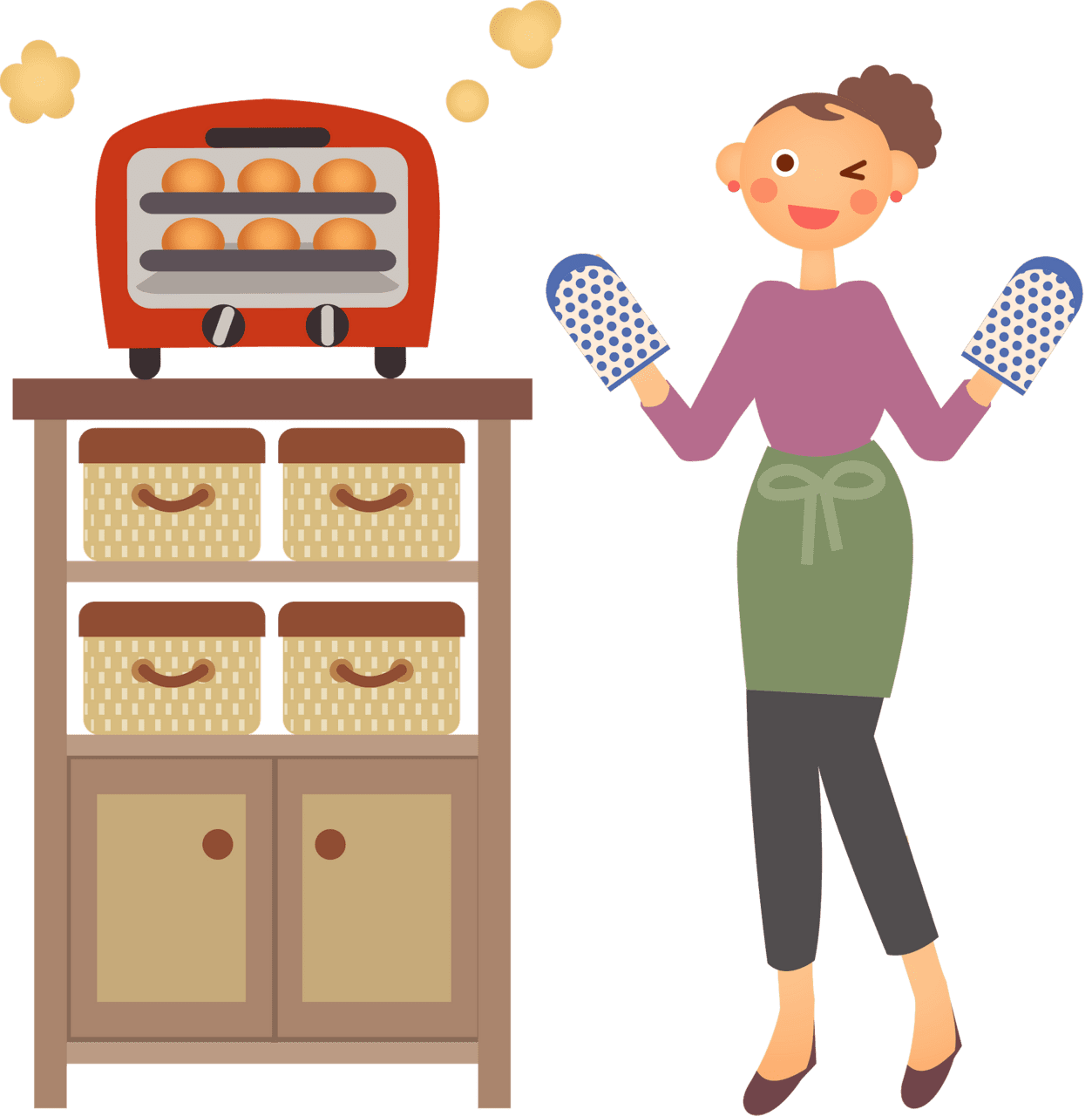 Woman is baking bread vector clipart images