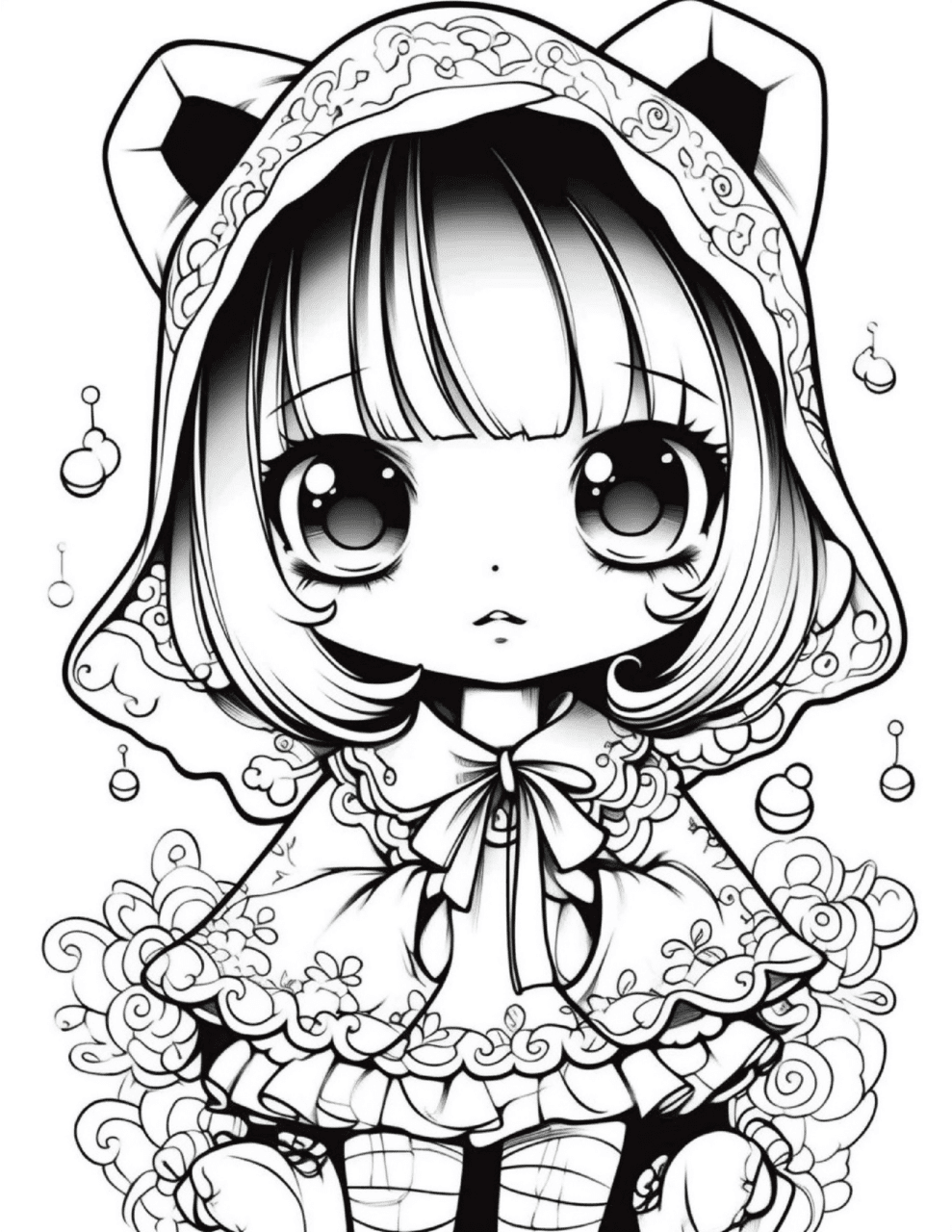 Creepy cute kawaii coloring pages for kids clipart clip art