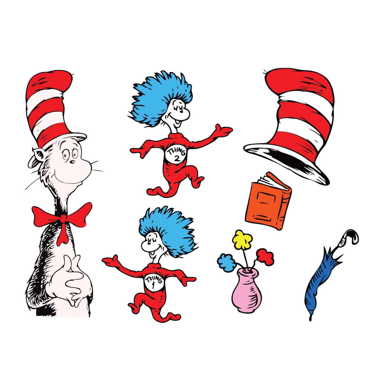 Dr seuss bundle clipart birthday cat thing digital transparent