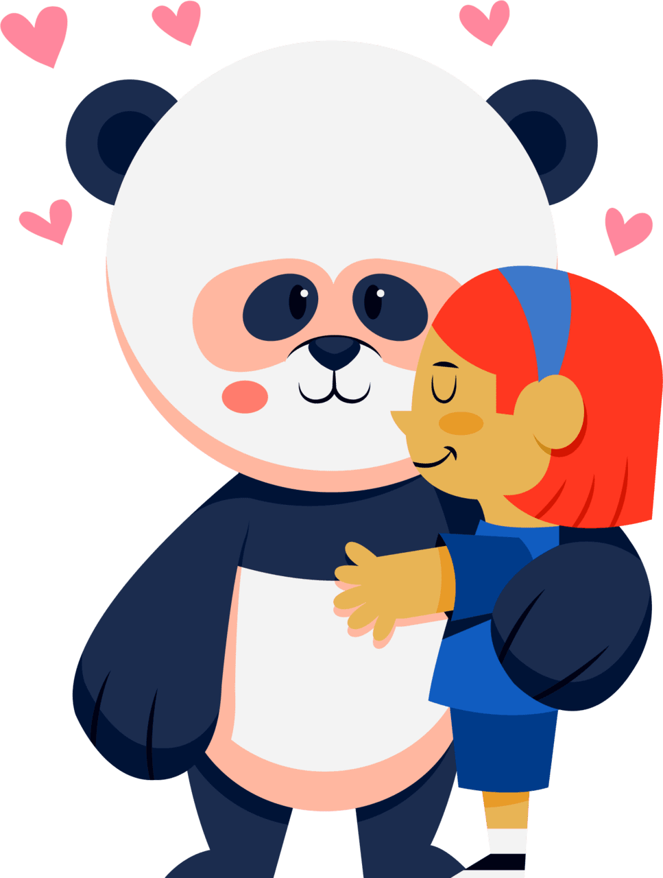 Happy national hug day clipart cute bear with girl clip art