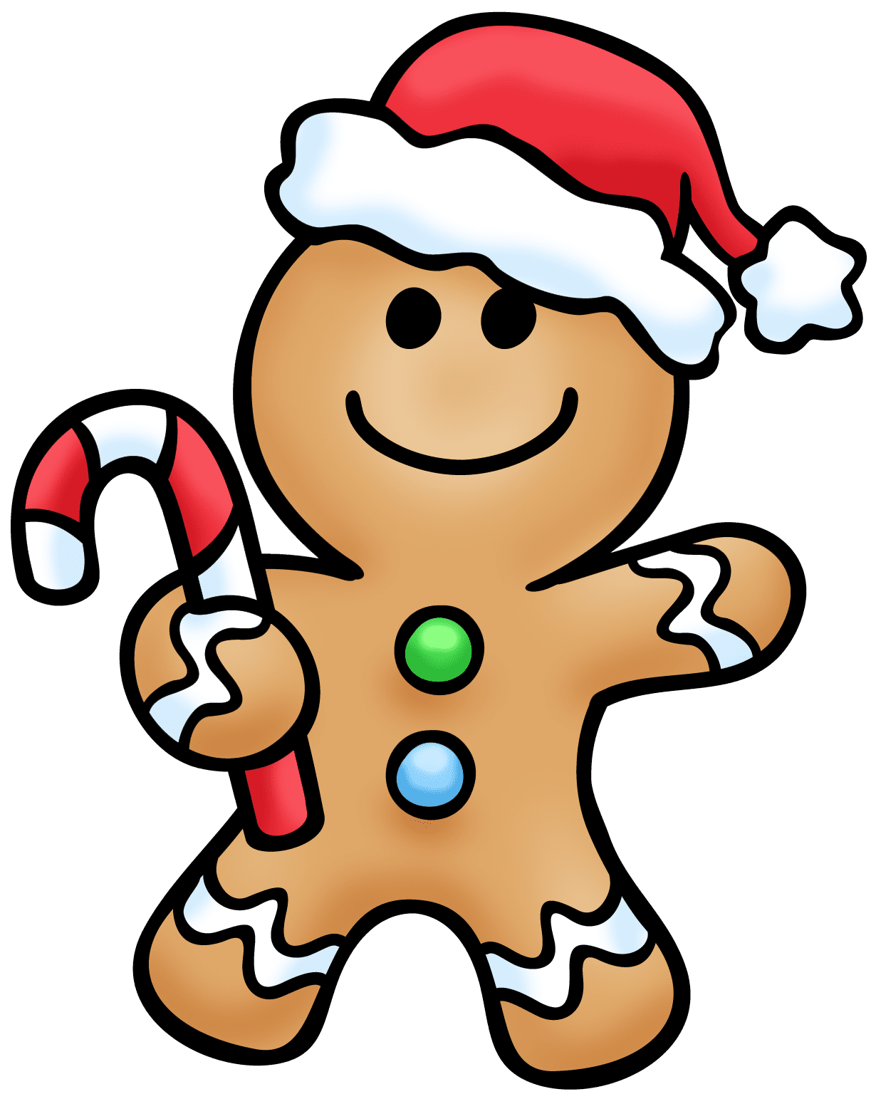 Cartoon gingerbread man drawing clipart image