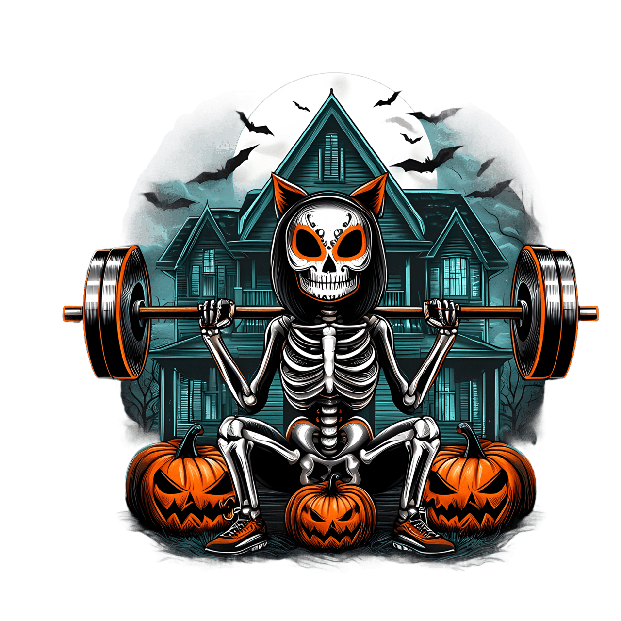 Halloween catrina skeleton gym workout shirt clipart logo