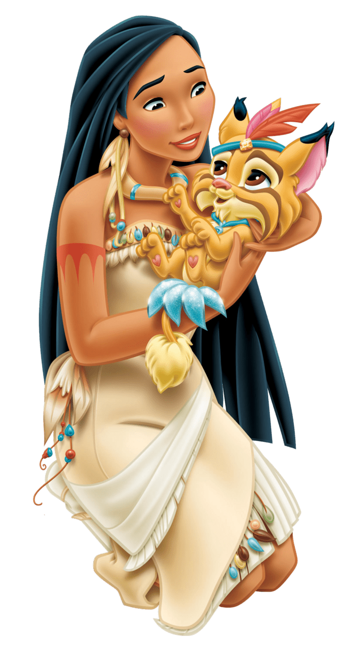 Disney princess pocahontas with little tiger clipart image