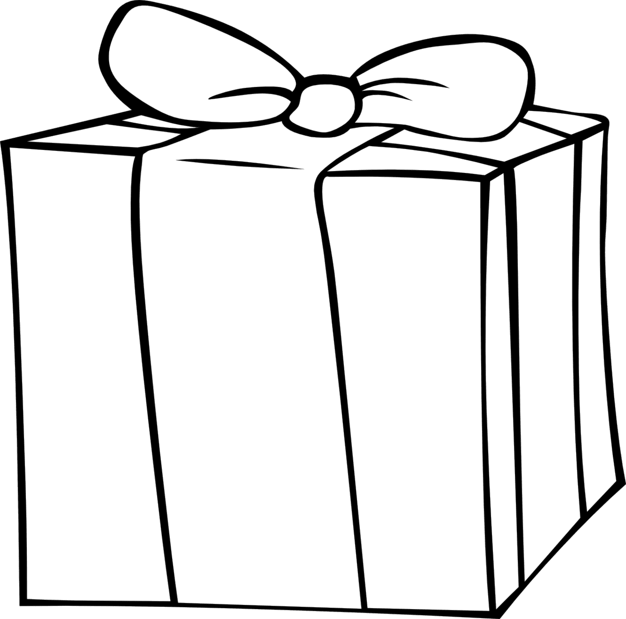 Box present outline black and white bow clipart images