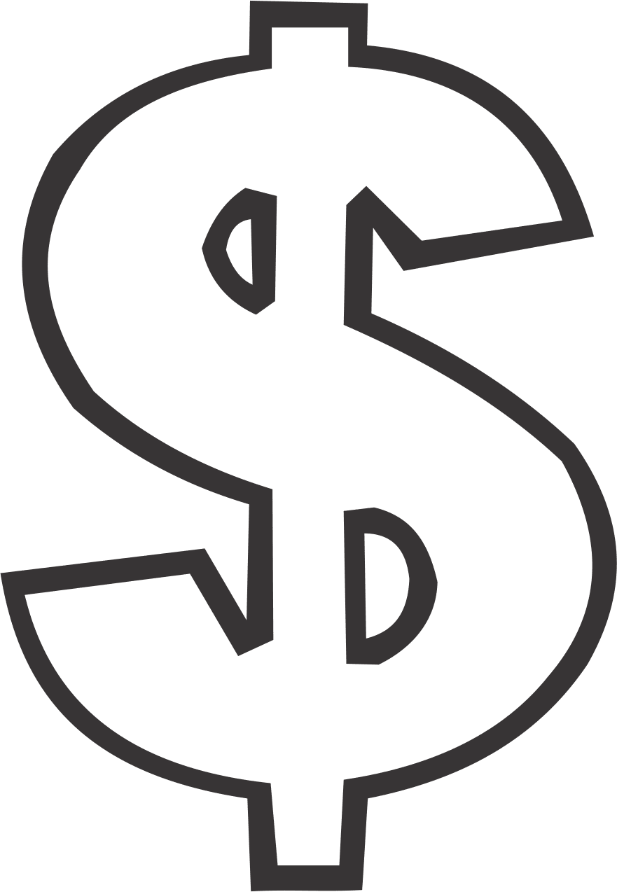 Dollar sign white clipart large size image