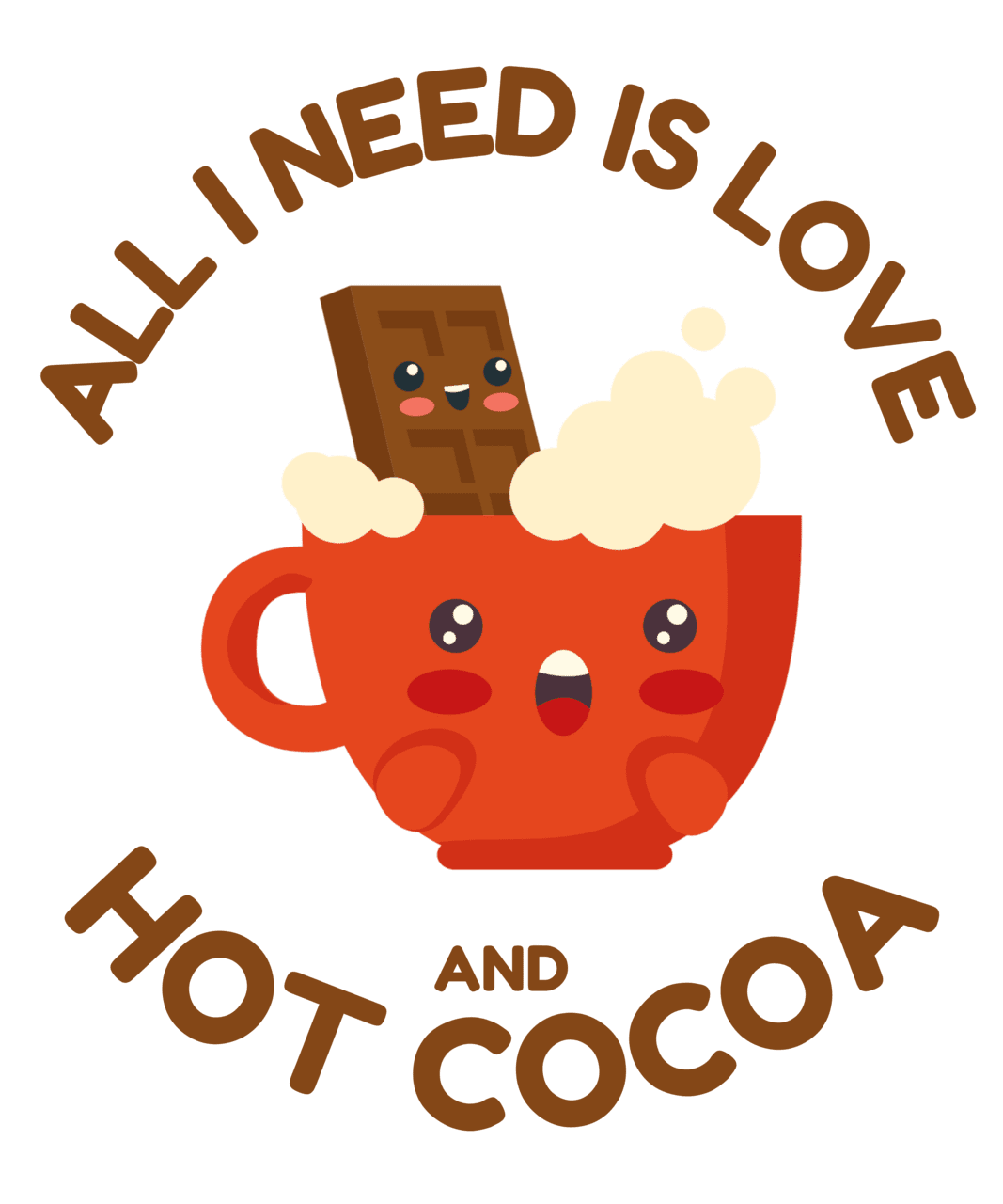 All need is love and hot cocoa cute kawaii chocolate aesthetic for lovers clipart clip art