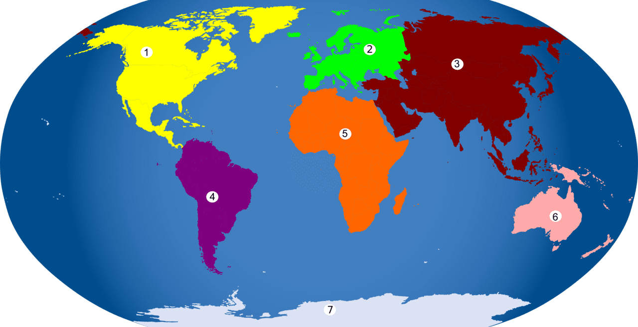 World continents numbered clipart photo