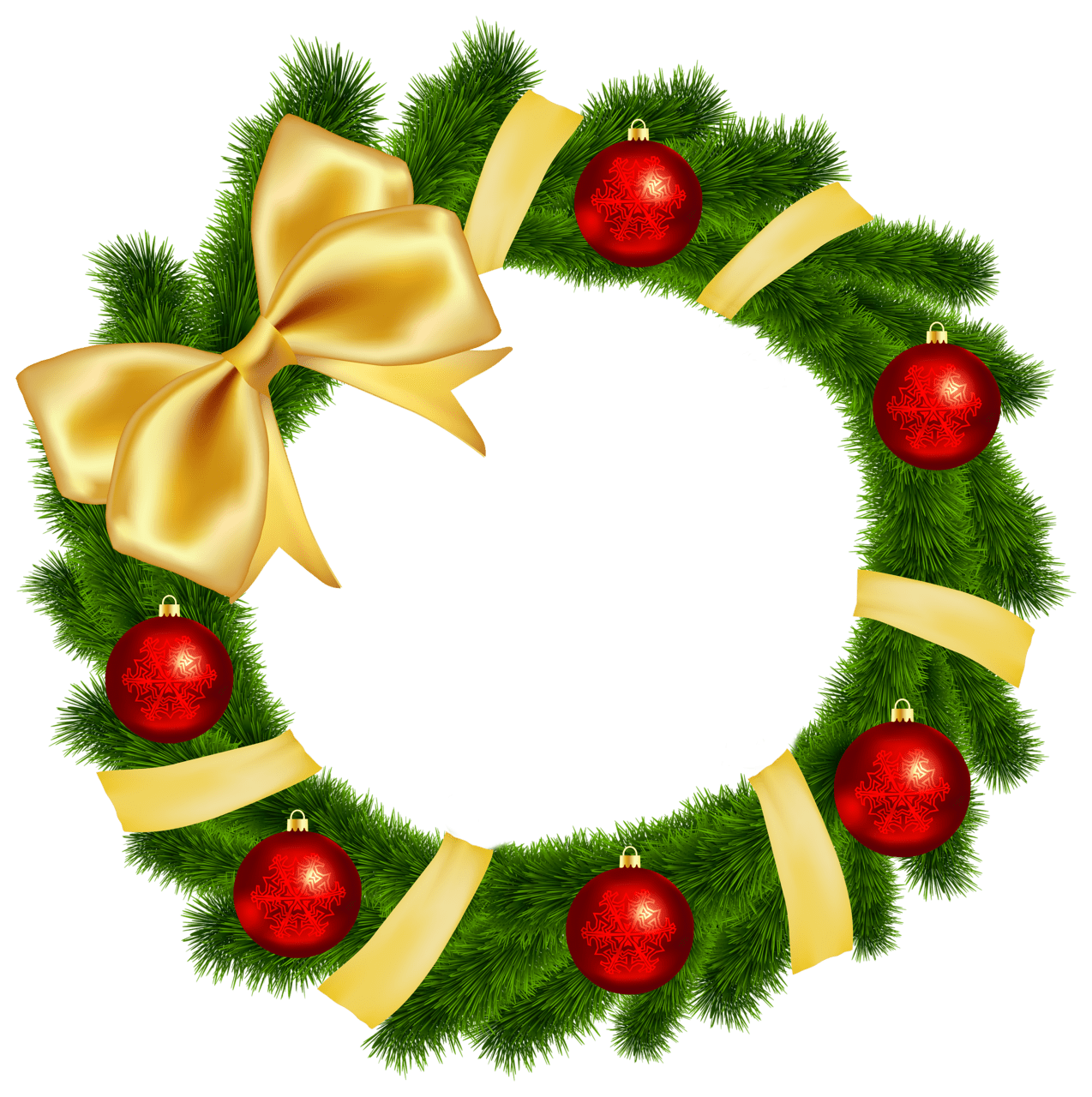 Christmas wreath with yellow bow clipart image 2