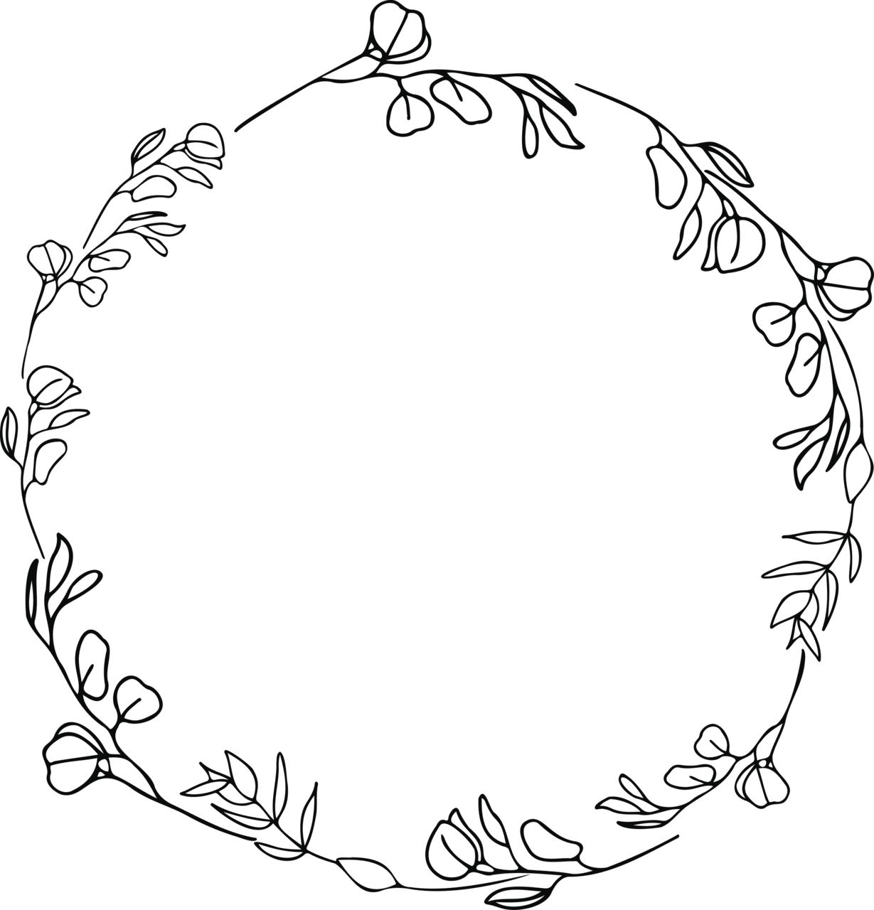 Round laurel leaf wreath wildflower floral circle roses frame clipart transparent