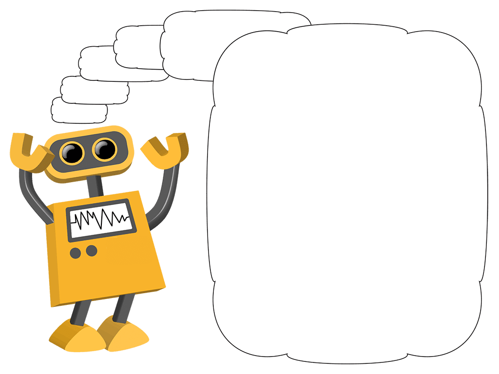 Robot with thought bubble clipart vector