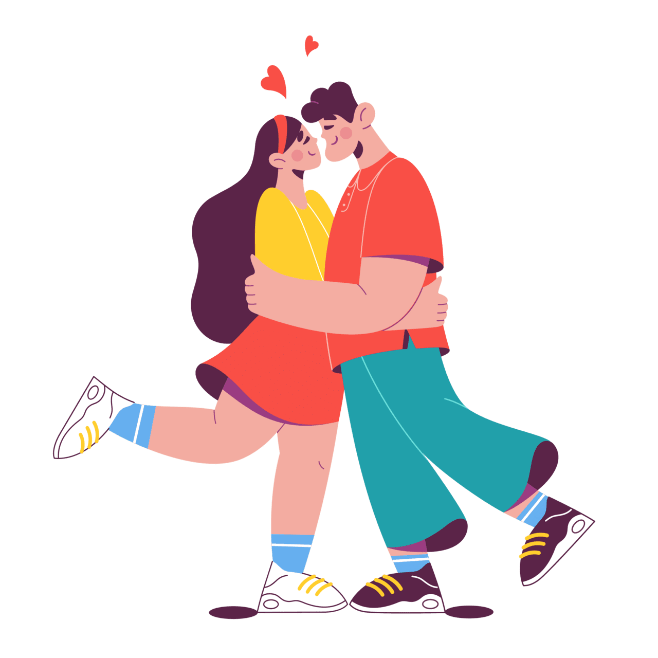 Hug man and girl love embrace clipart vector
