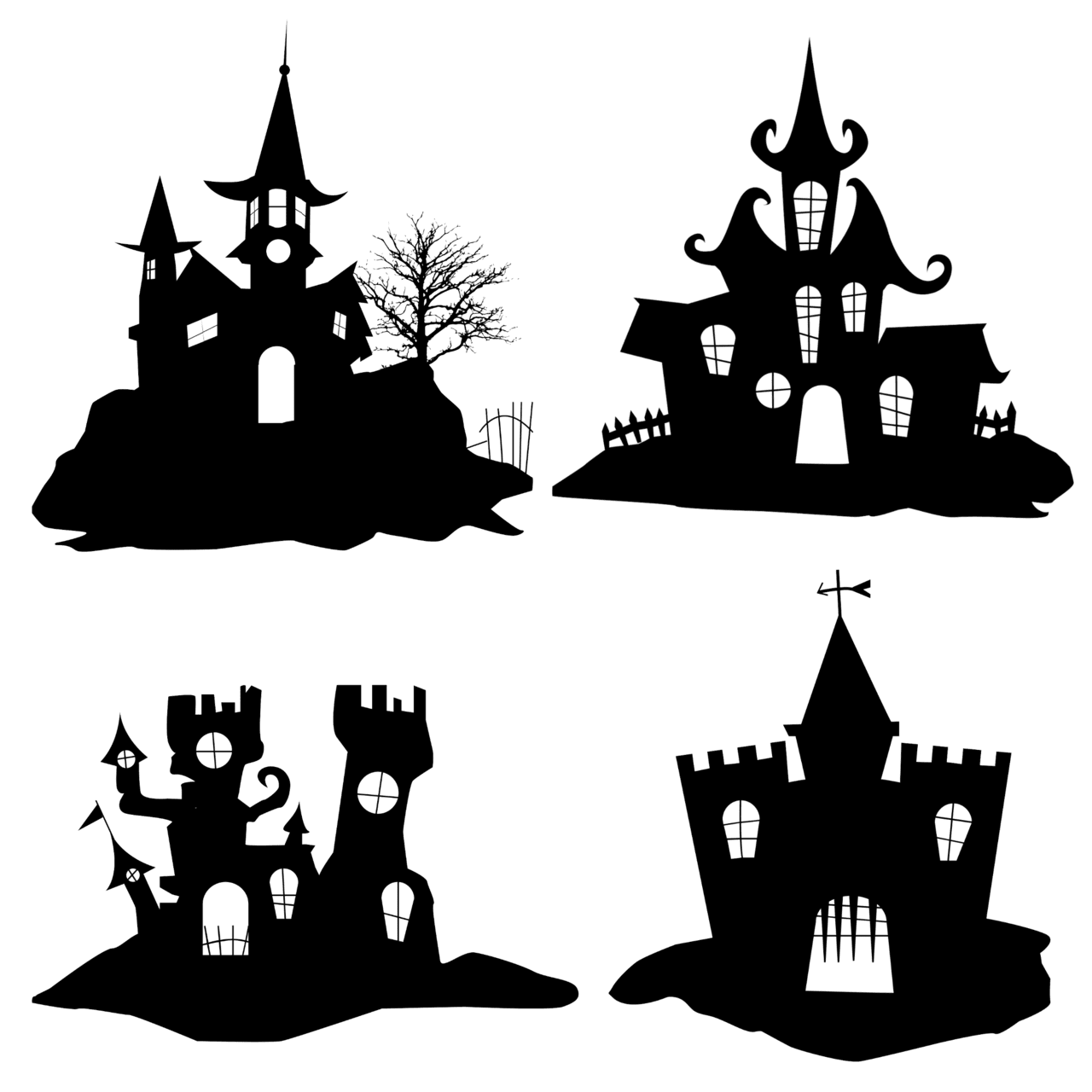 Haunted house halloween silhouette clipart image