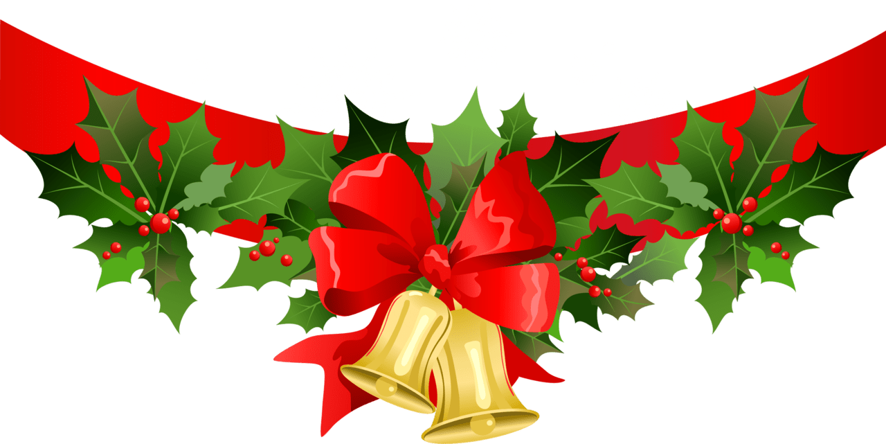 Mistletoe christmas banner with gold bells clipart free