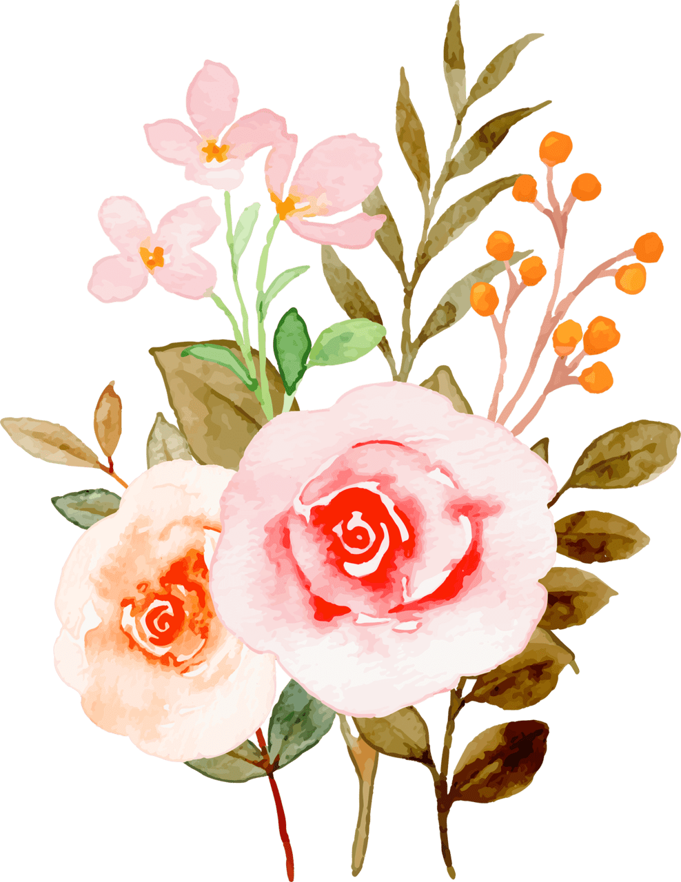 Flower bouquet hand drawn floral background clipart