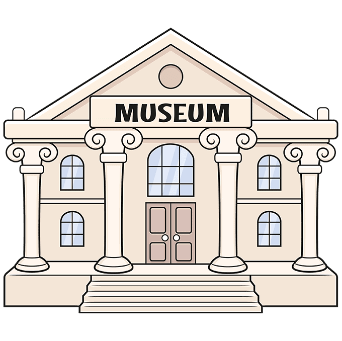 Building how to draw museum really easy drawing tutorial clipart image