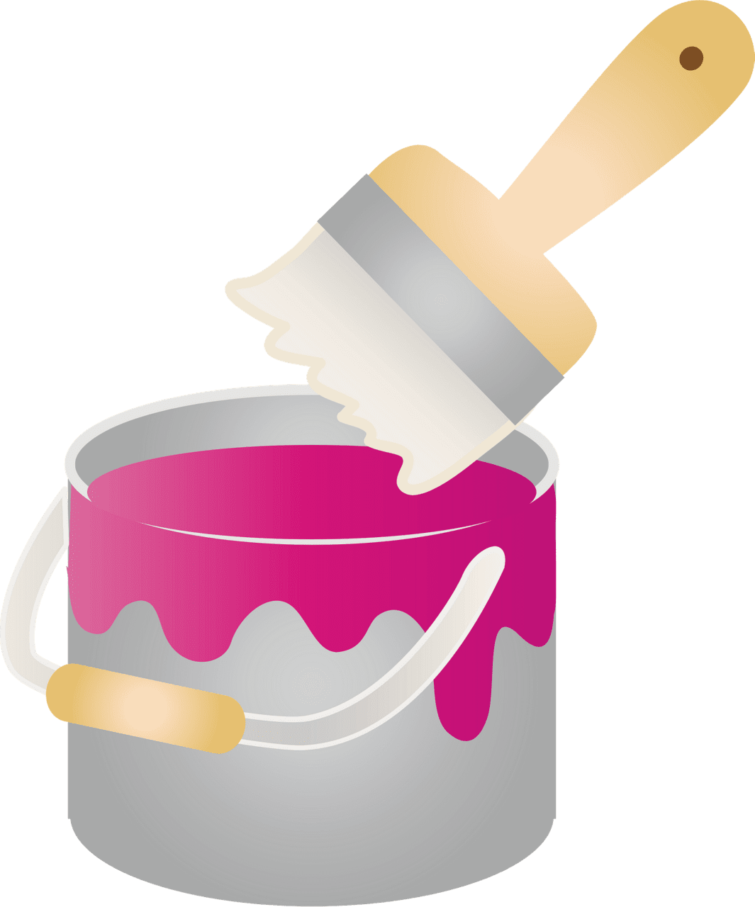 Paint can and brush vector clipart images