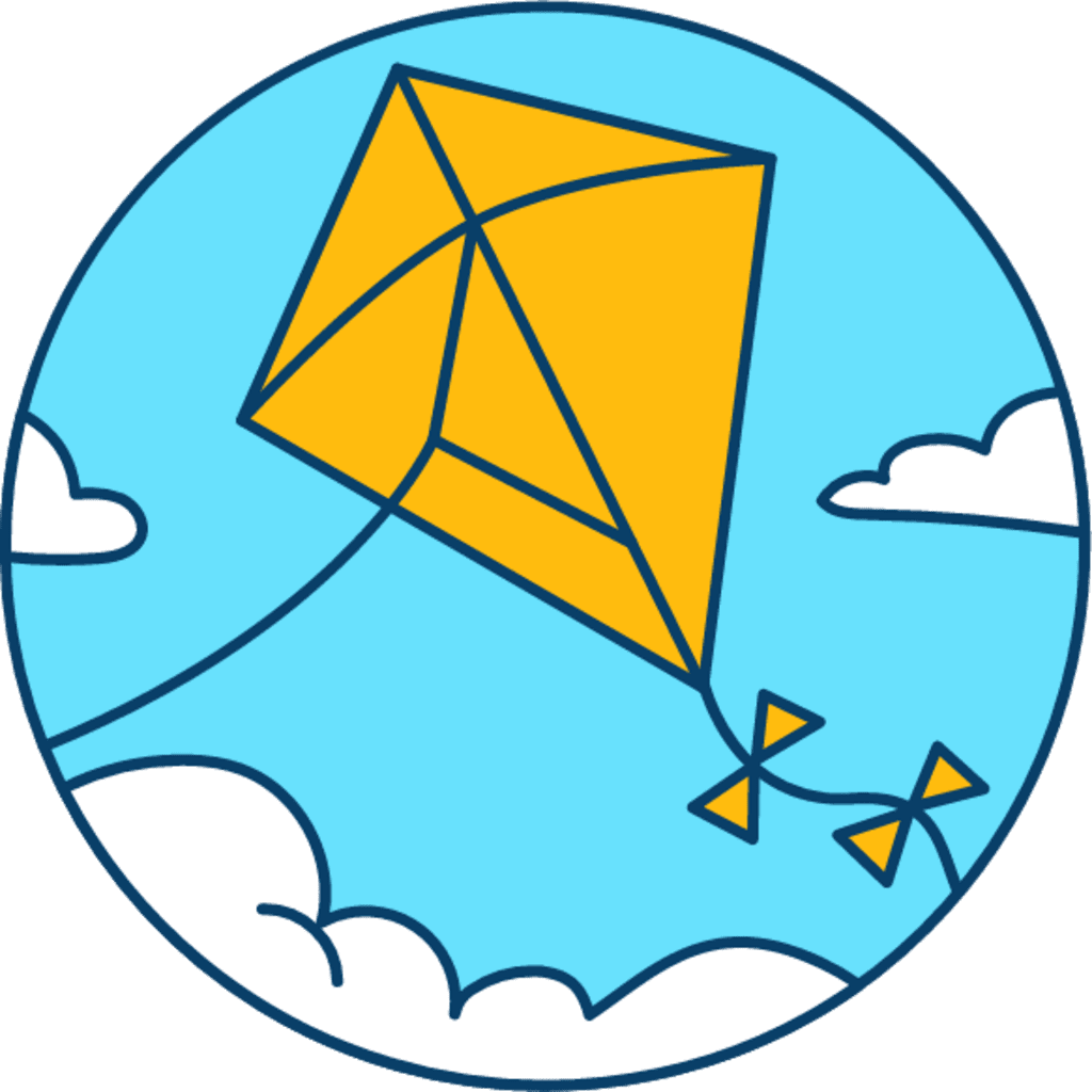 Flying kite for clipart background
