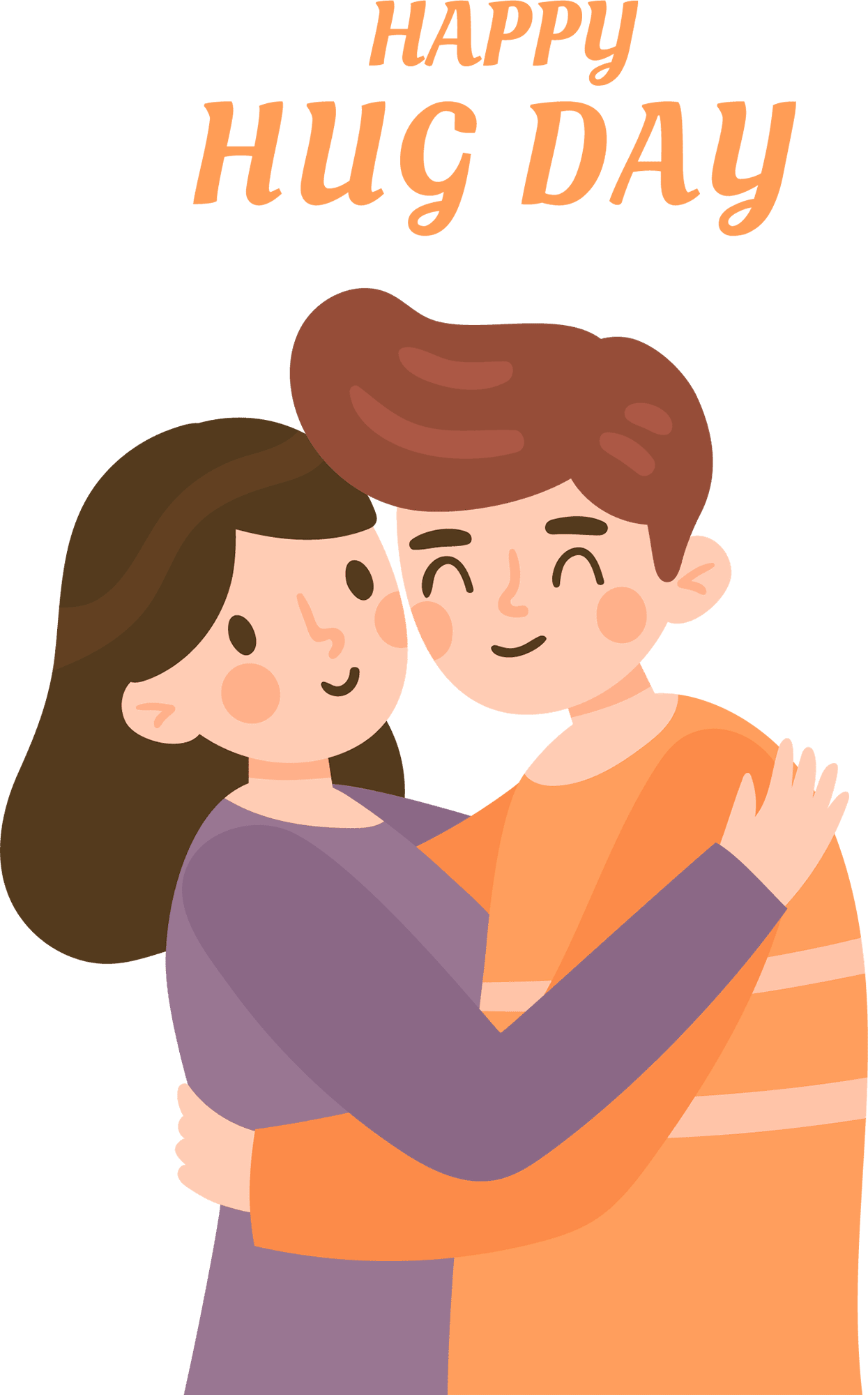 Happy hug day cartoon couple together clipart vector