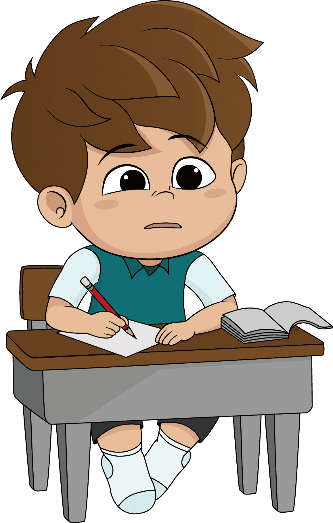 Cartoon homework person thinking school clipart vector