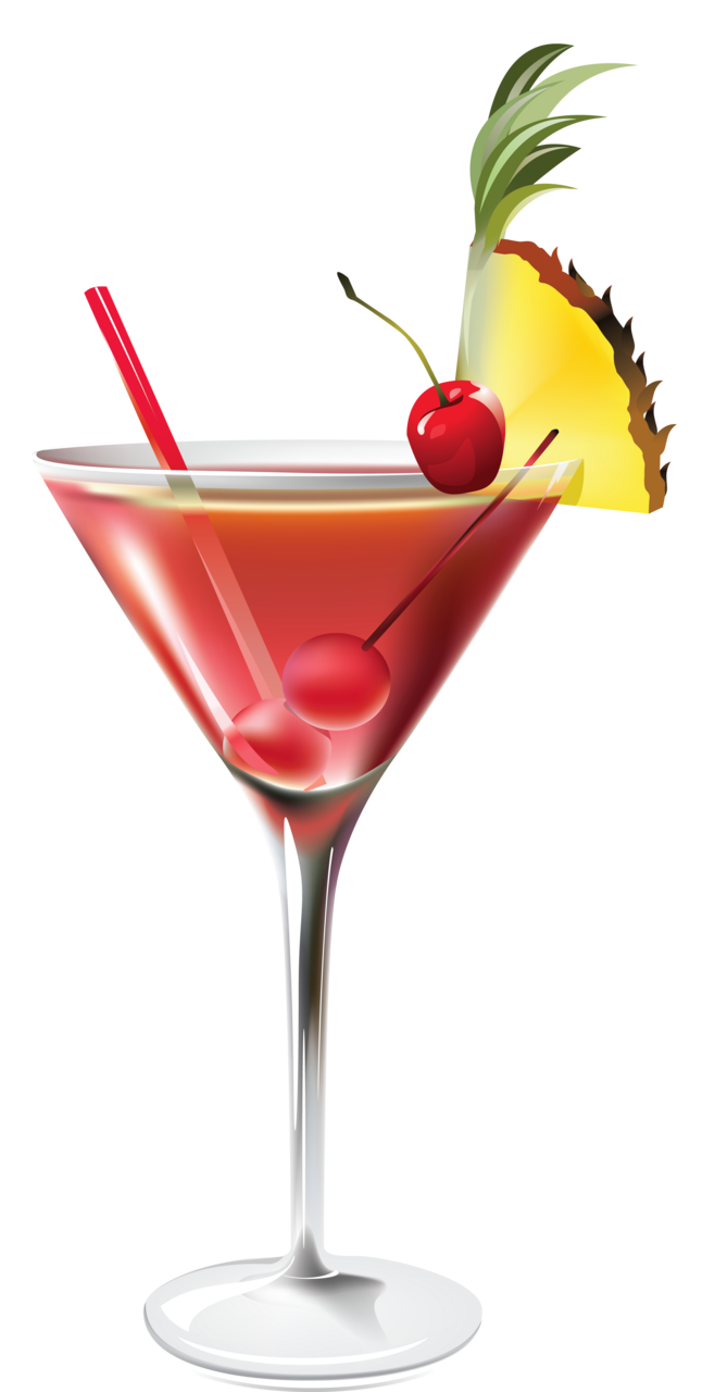 Wine glass cocktail with pineapple clipart picture