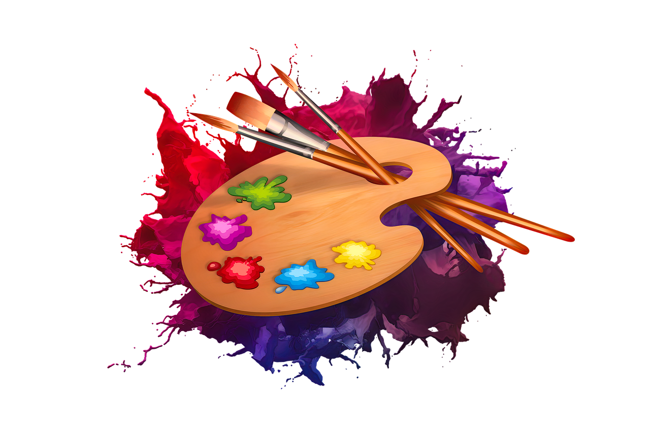 Paint and paintbrush pa brush pallet splash image clipart