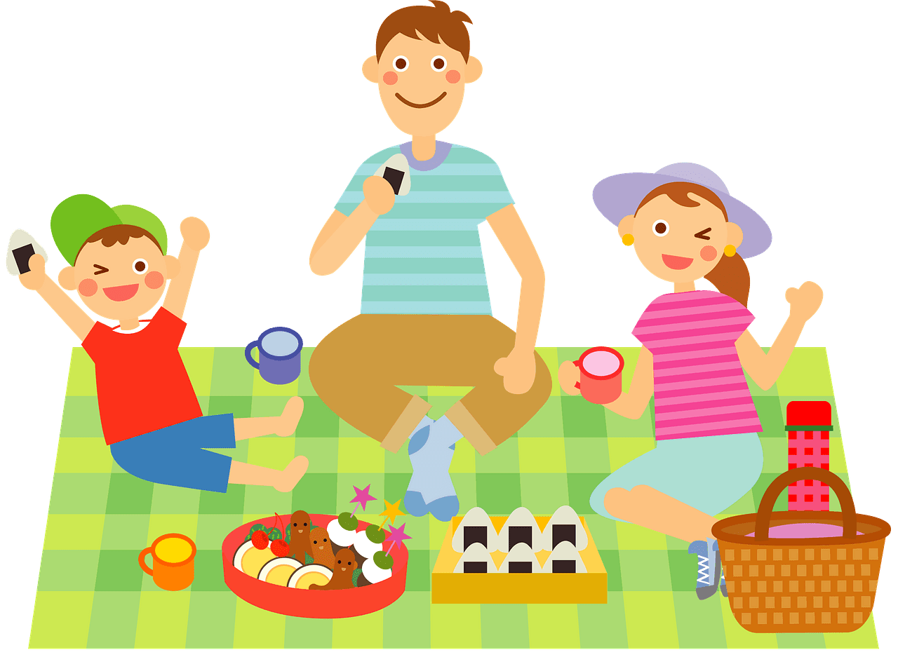 Family is eating picnic vector clipart images