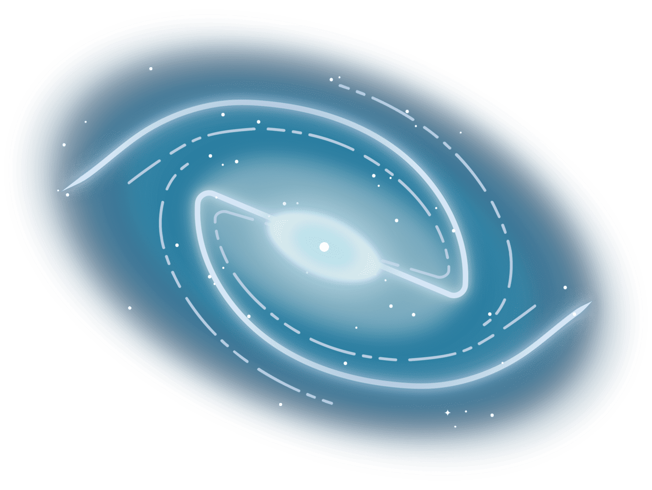 Space barred spiral galaxy front view blue clipart transparent