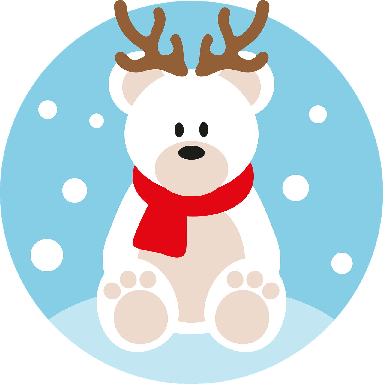 Polar bear christmas reindeer vector graphic clipart