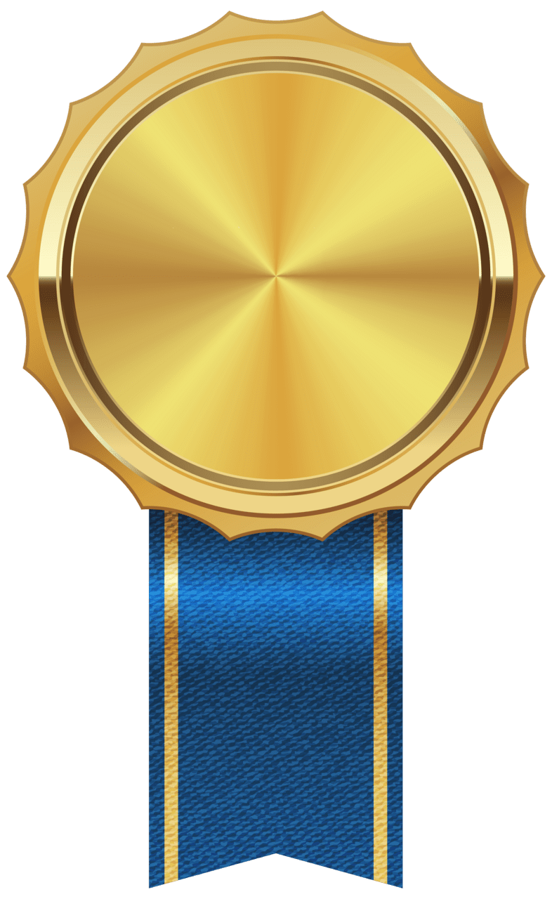 Gold medal with blue ribbon clipart image