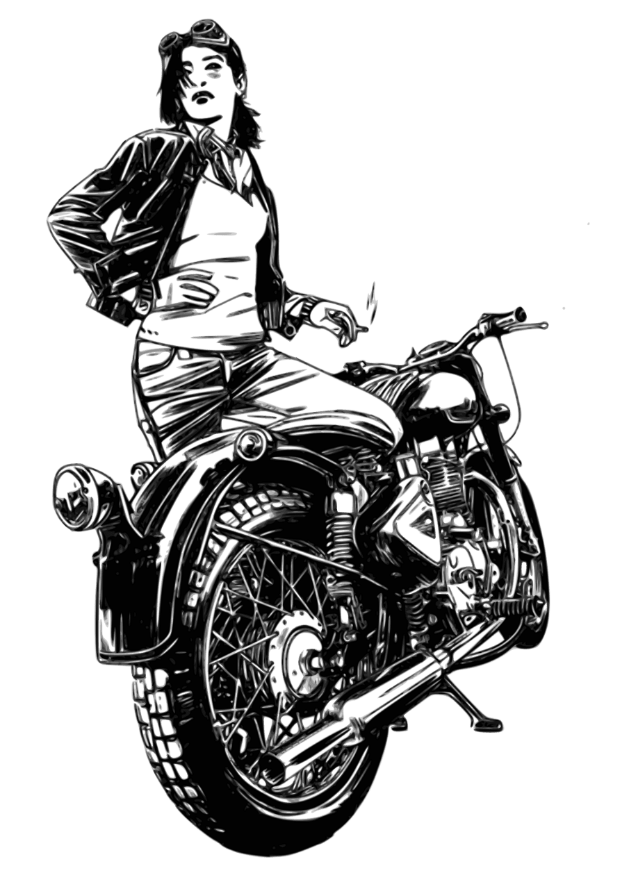 Girl motorcycle vector clipart