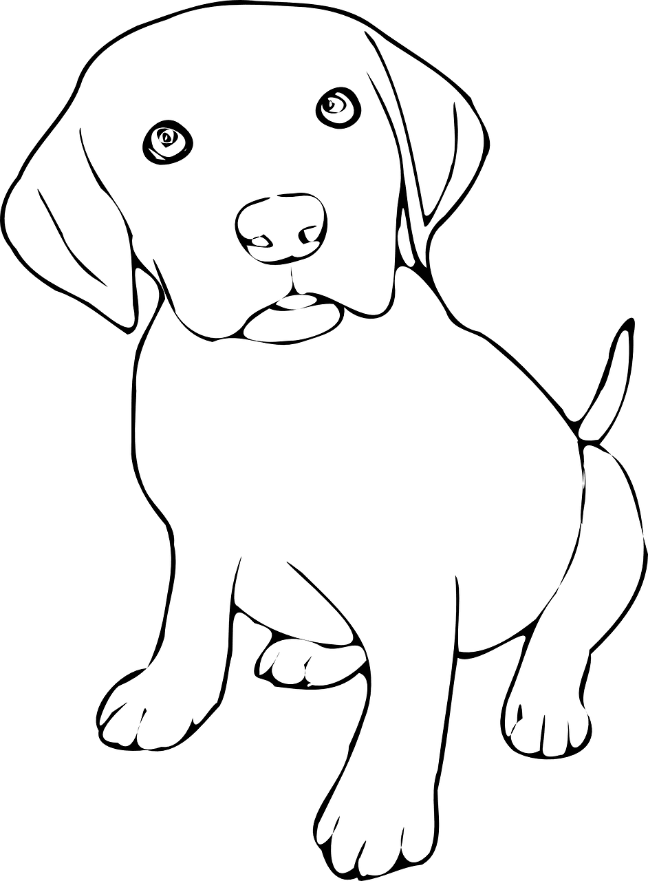 Dog black and white pup animal vector graphic clipart