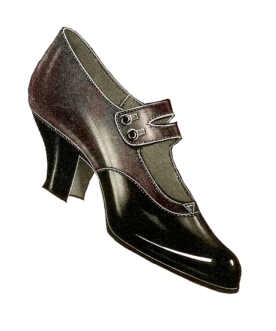 Vintage women shoe fashion black mary jane pump with buttons clipart image