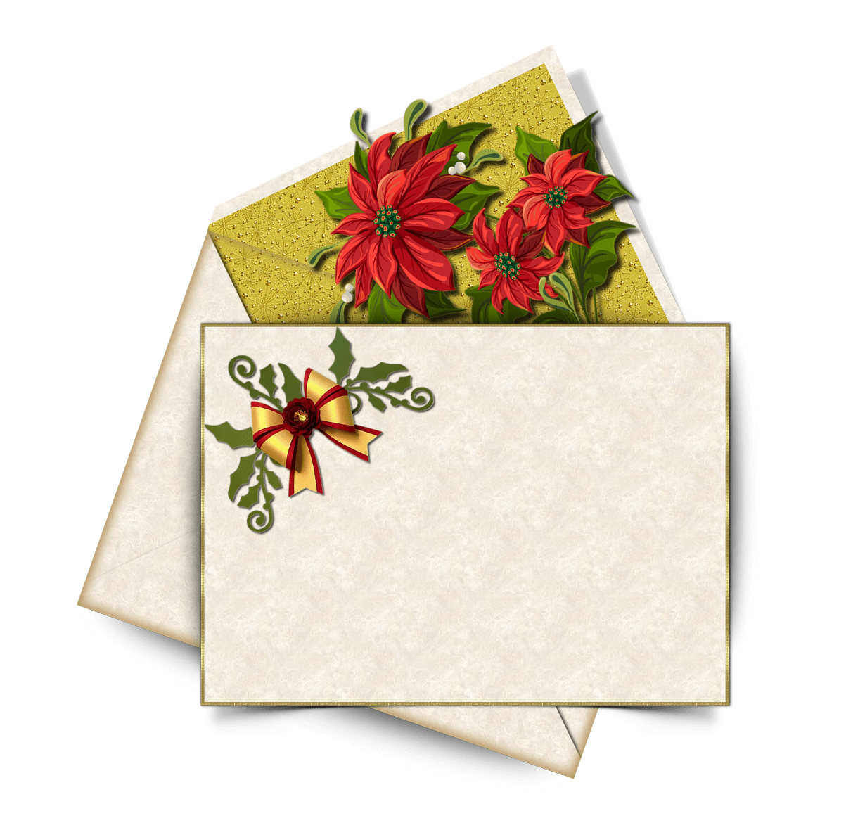 Poinsettia christmas card clipart transparent