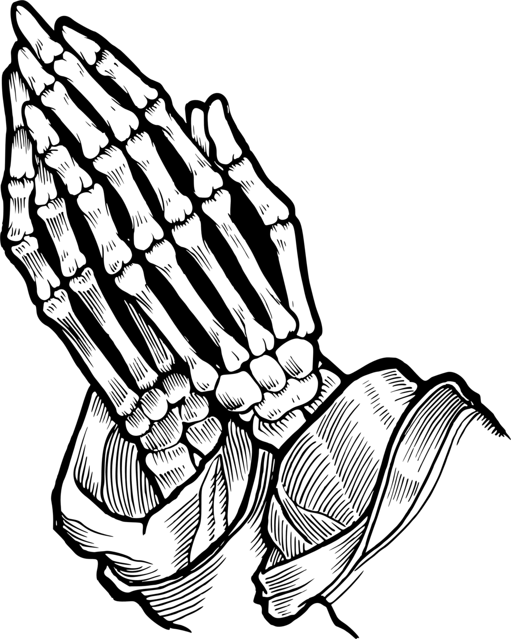 Praying hands human skeleton drawing prayer pray clipart free