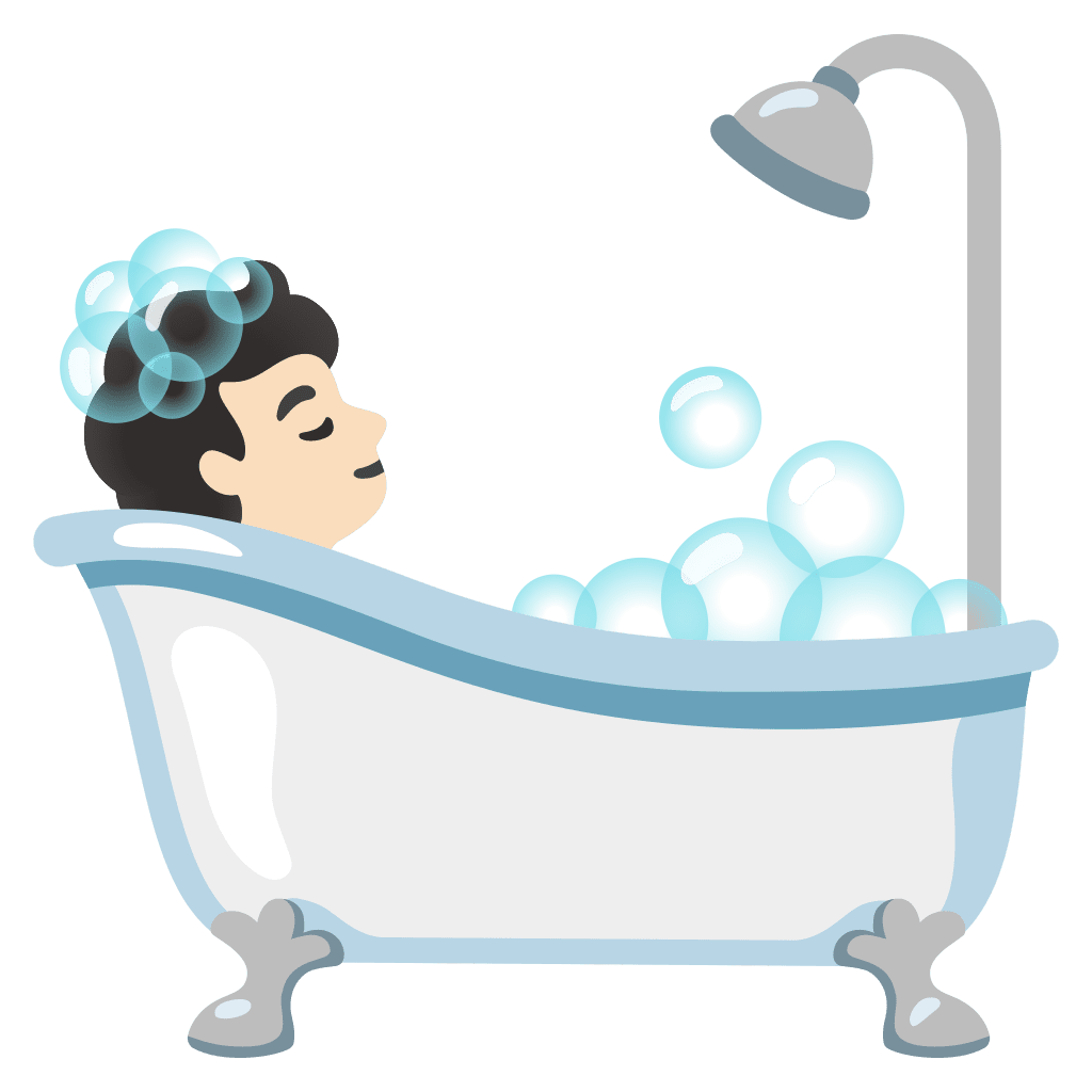 Person taking bath light skin tone emoji clipart photo