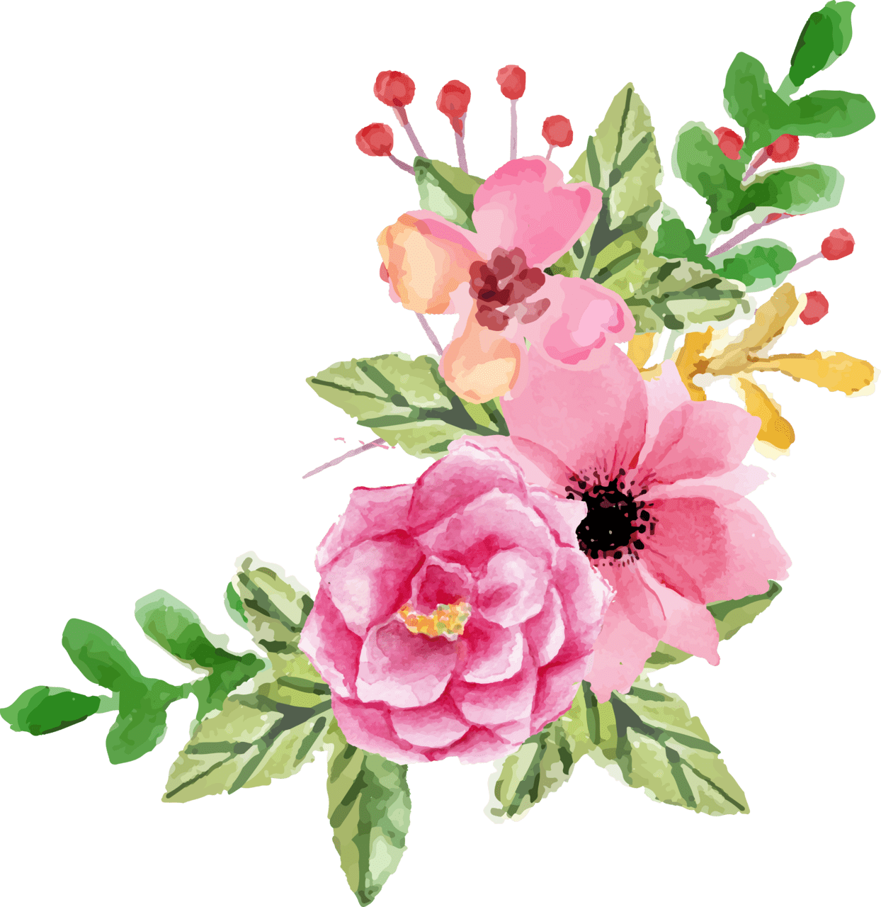 Flower bouquet pin page clipart vector 4