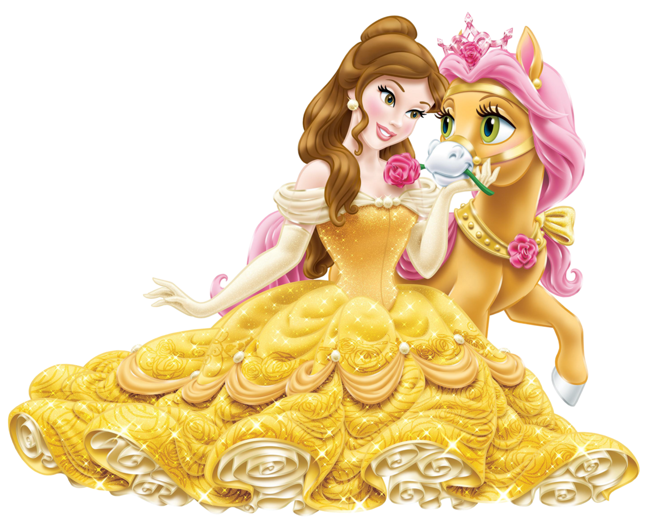 Disney princess belle with cute pony clipart image