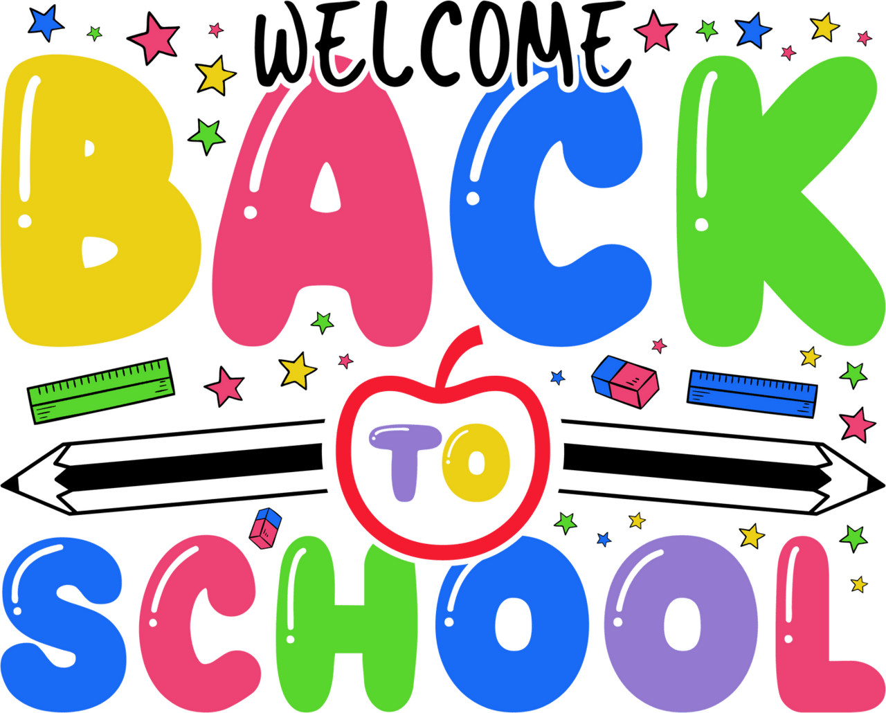 Wel back to school bubble dtf transfer american htv crafts clipart picture