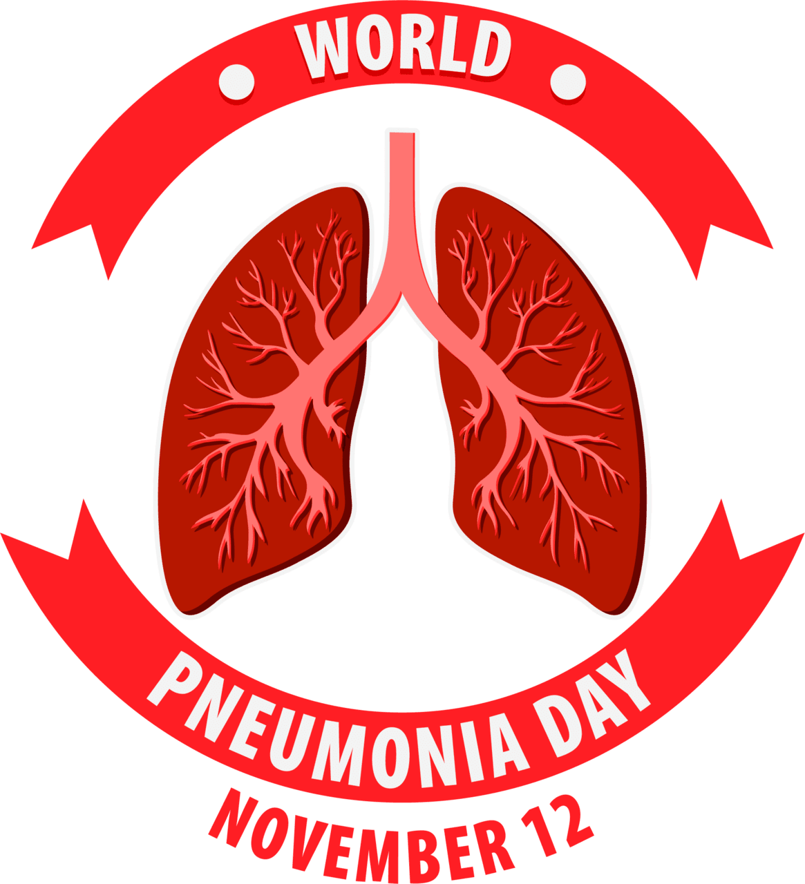 World pneumonia day human lungs logo design clipart