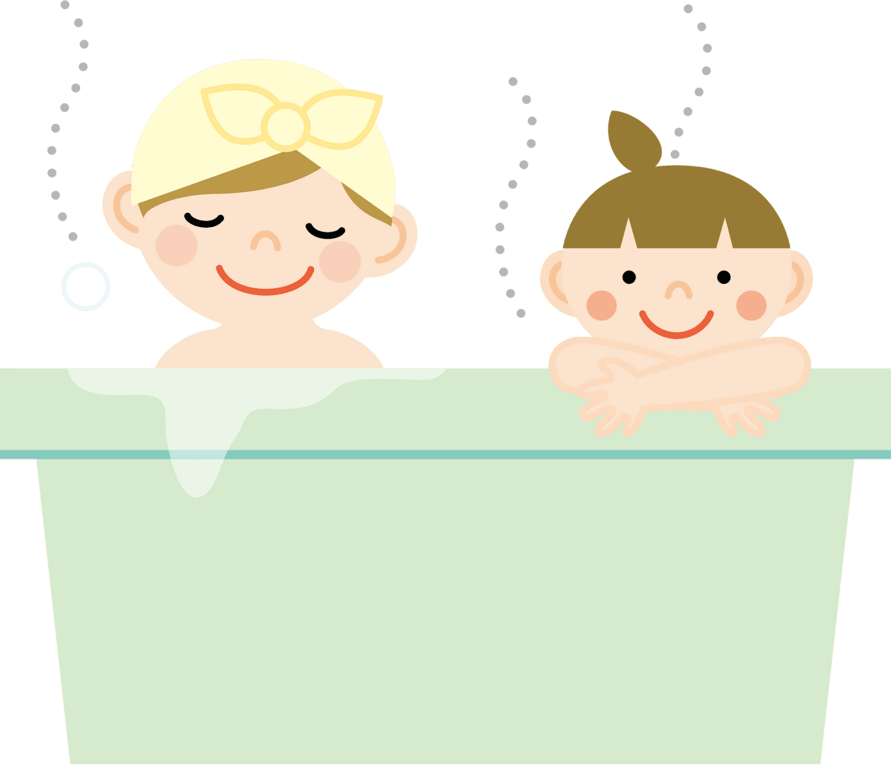 Mother and daughter are taking bath vector clipart images